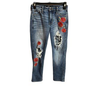 Hollister High‎ Rise Slim Straight Vintage Stretch Size 0R 24w 27l Distressed